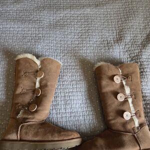 UGG Brown Ankle Boots with Button Detail